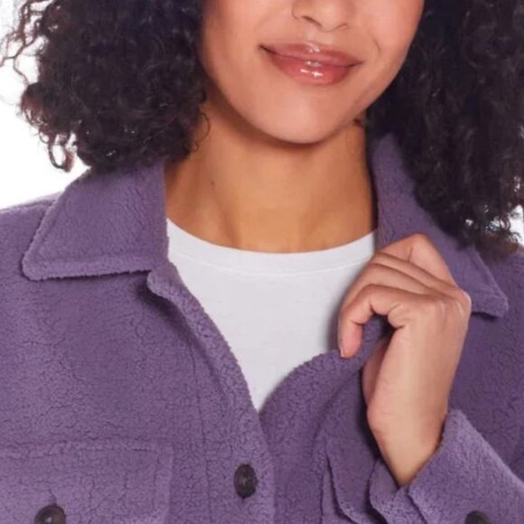 NWOT Weatherproof Vintage Fuzzy Fleece Shacket, Jacket, Purple, Size XXL - Picture 6 of 11